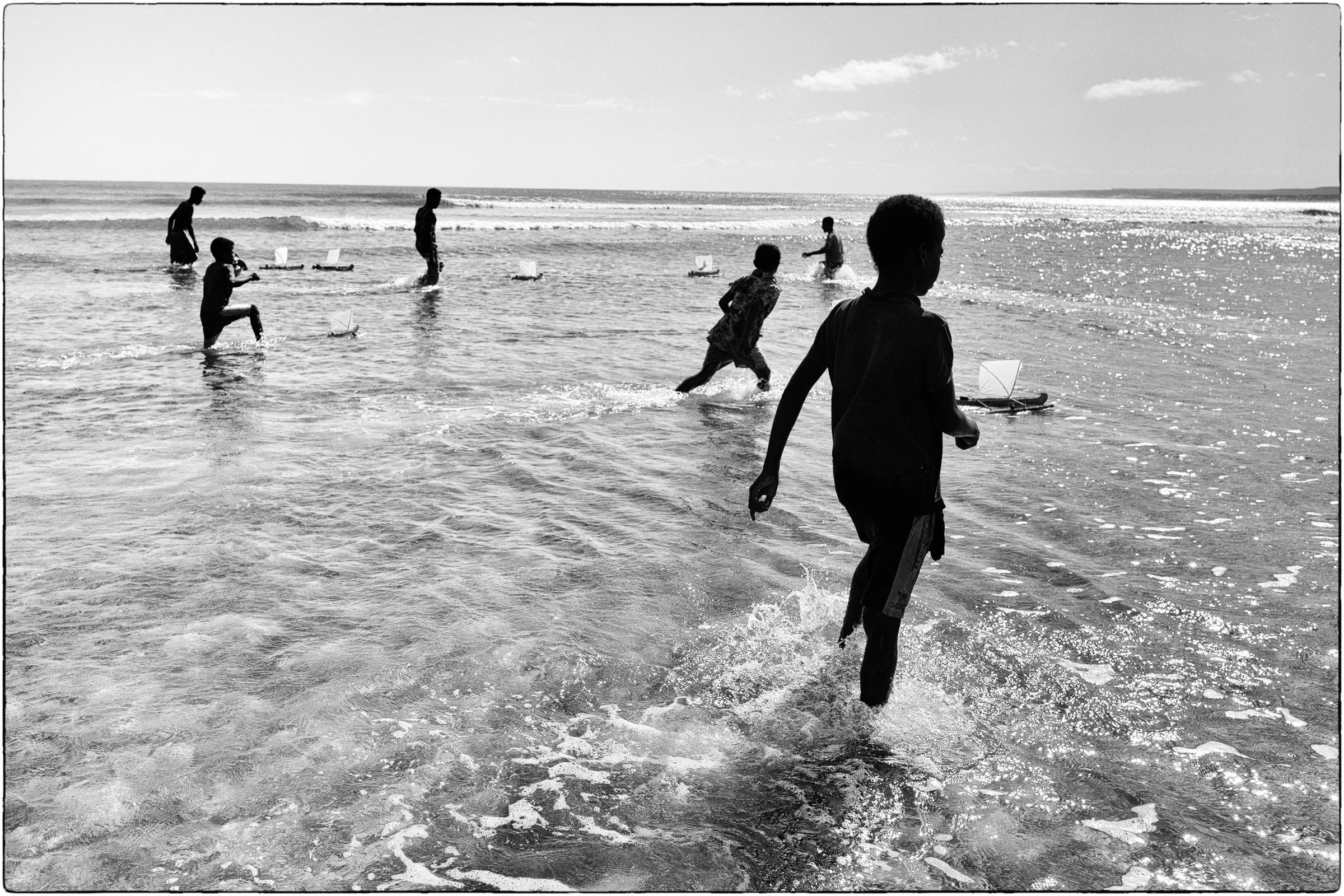 Course dans le lagon